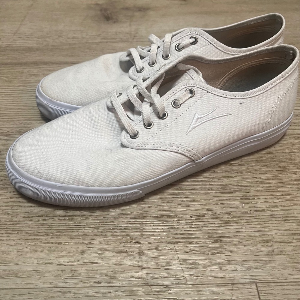 Lakai Oxford White Canvas‎ Skate Shoes Sneakers Low Top Casual Mens Sz 10